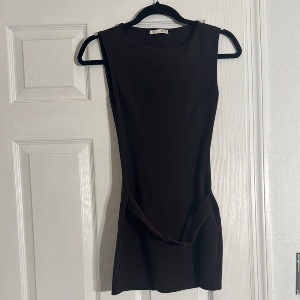 Zara Black Sheath Mini Dress with Wrap Detail